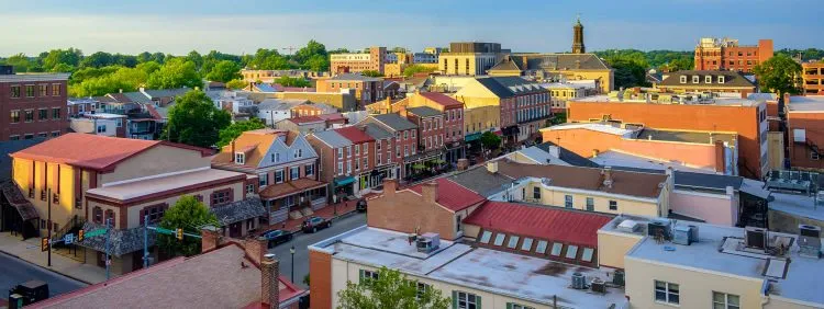 view of West Chester PA from a rootftop